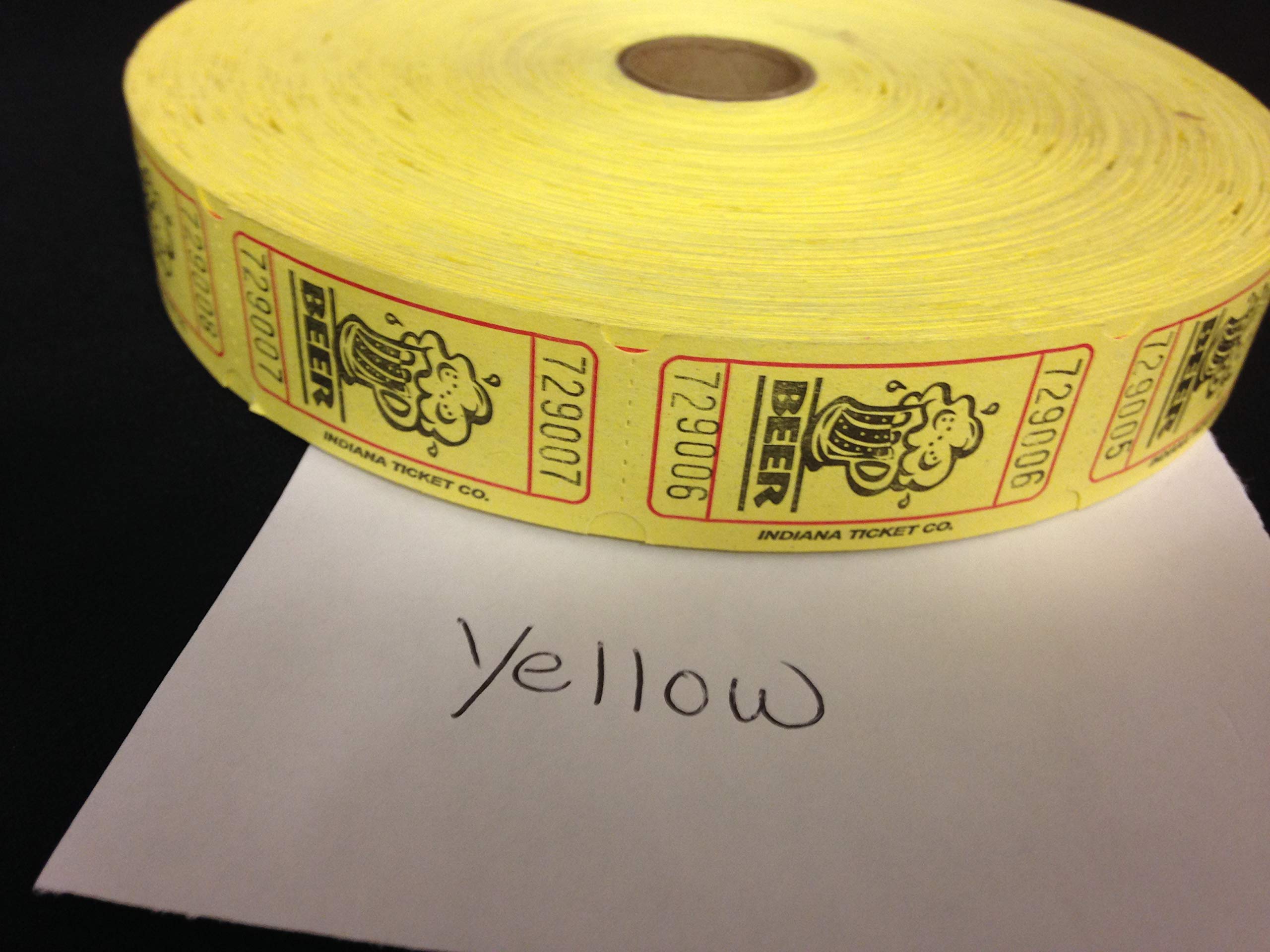 2000 Yellow Beer Single Roll Consecutively Numbered Raffle Tickets