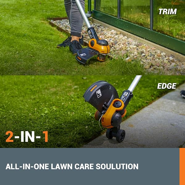 WORX WG163E 18V (20V MAX) Cordless Grass Trimmer With Command Feed And 2 Batteries Strimmer Line Strimmers Edge Cutter Black, Cutting width 30 cm, Line Diameter 1.65 mm - 3
