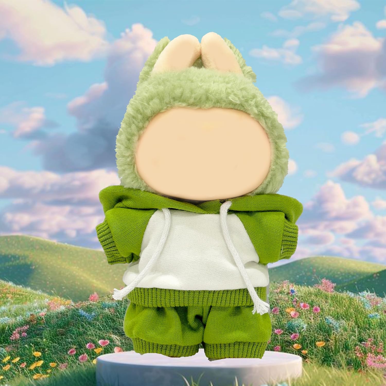 17cm Dolls Clothes,Casual Stylish Hoodies & Pants Doll Outfit Set, Stylish Doll Clothing Accessories for 17cm/15cm-Green(No Doll)