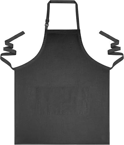 Miniatura 2 de BEAUTICONE Delantal de chef  Polialgodón profesional  para cocina, barbacoa y parrilla  Delantal de babero  camarero  carnicero con bolsillos