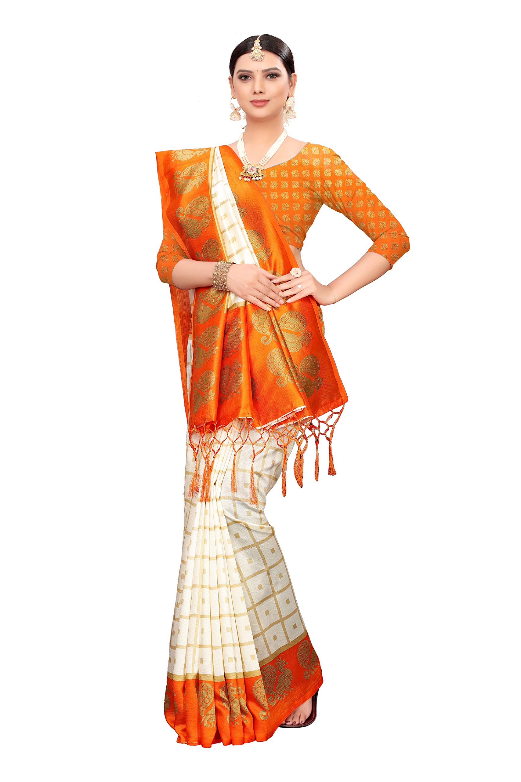 Anni Designer Silk Saree With Blouse Piece Square Peacock Colors