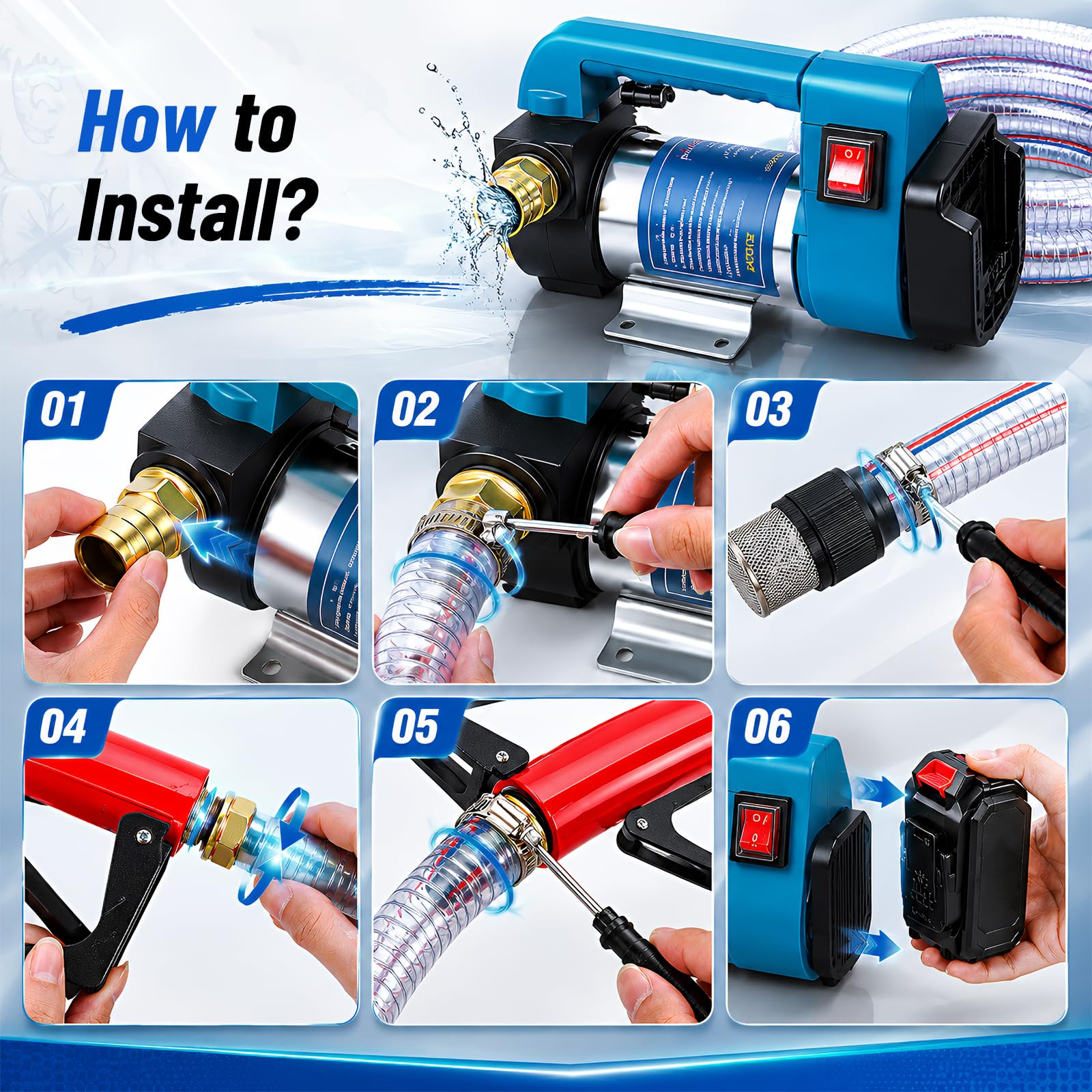 Bomba eléctrica inalámbrica diésel 45L/min compatible con Makita 18 V, bomba de aceite autocebante para diésel/queroseno, bomba de aceite portátil