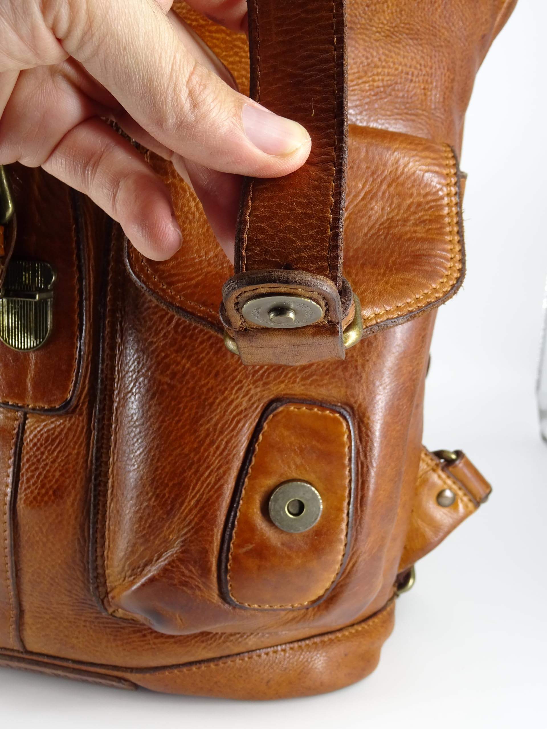 Vintage Rucksack, Lederrucksack, XL aus Leder, Fahrradrucksack mit Laptopfach für Damen und Herren - Braun, Hill Burry