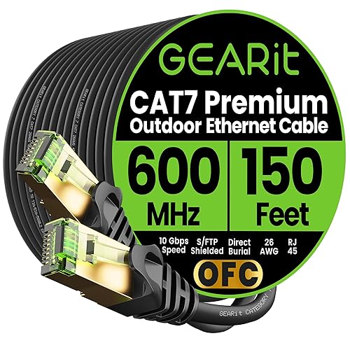 Miniatura 11 de GEARit Cable Ethernet Cat7 para exteriores (25 pies) SFTP Par trenzado de lámina blindada, cobre puro, LLDPE, impermeable, enterramiento directo,