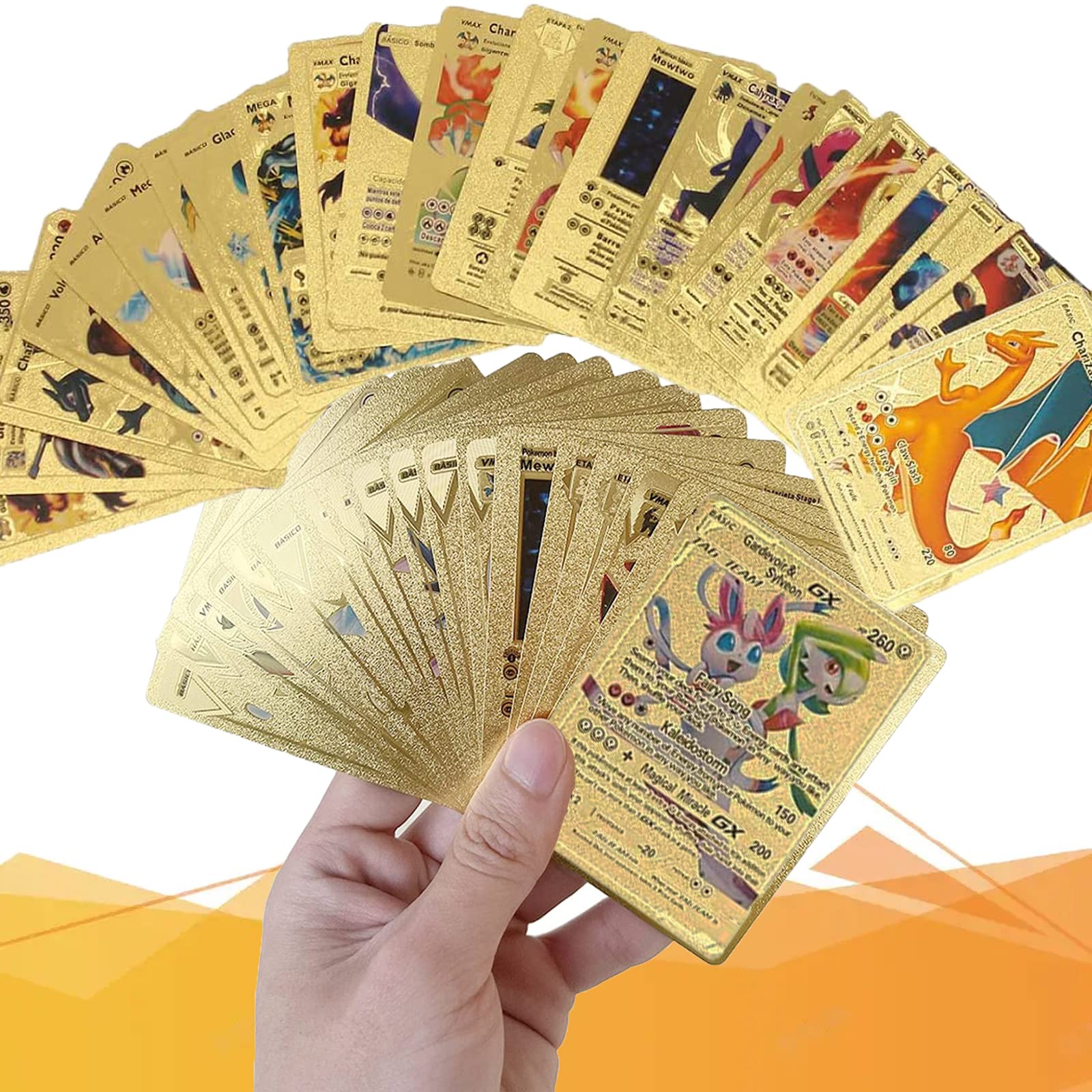 55 pcs gold pokemon cards Packs Foil Pokemon Card Pack Buy Pokemon Playing 55 Gold,
