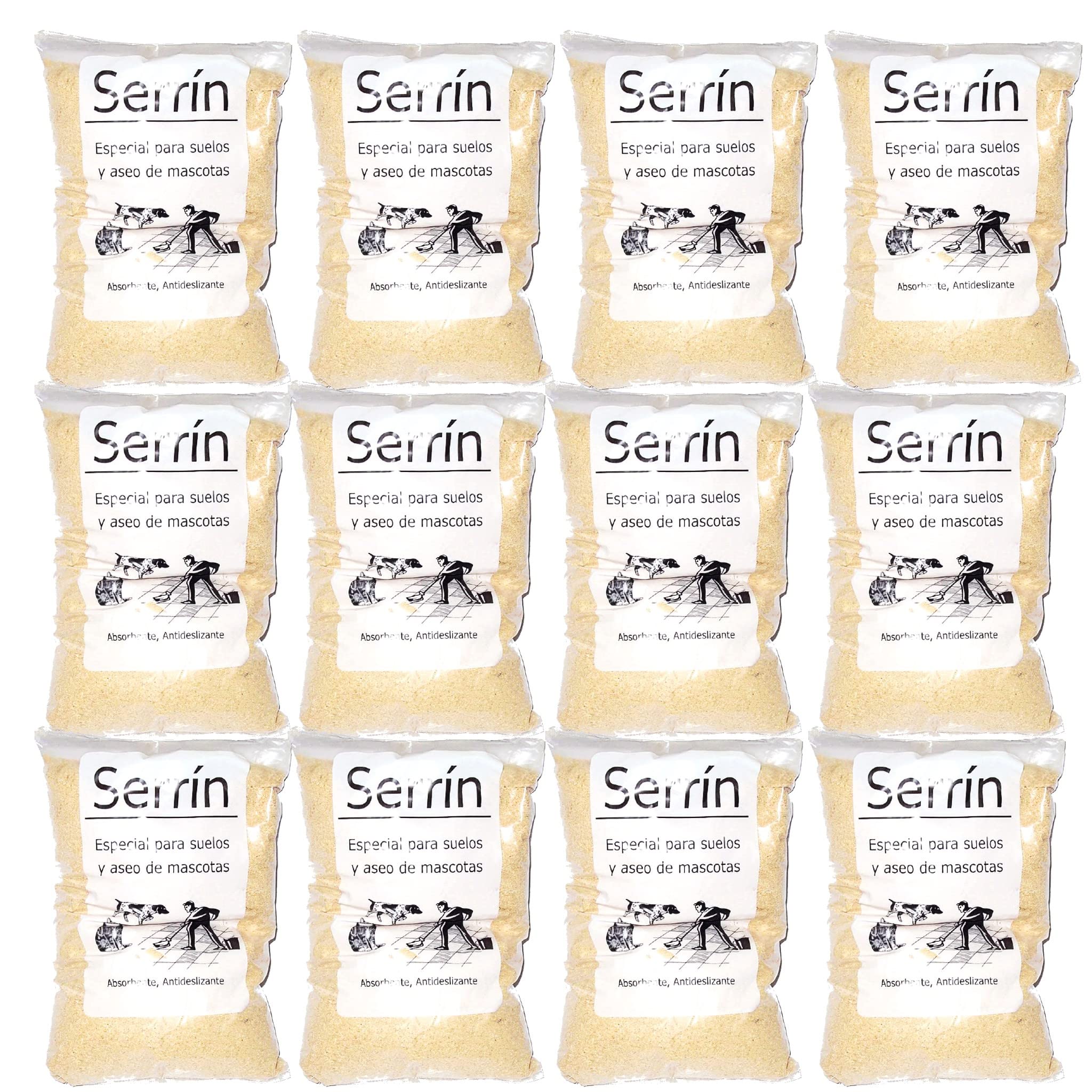 Bricoloco Serrín de Madera saquitos de 1 kg en Polvo con múltiples Aplicaciones para Limpieza, Mascotas, Cultivo. (12 saquitos de 1 Kilo)