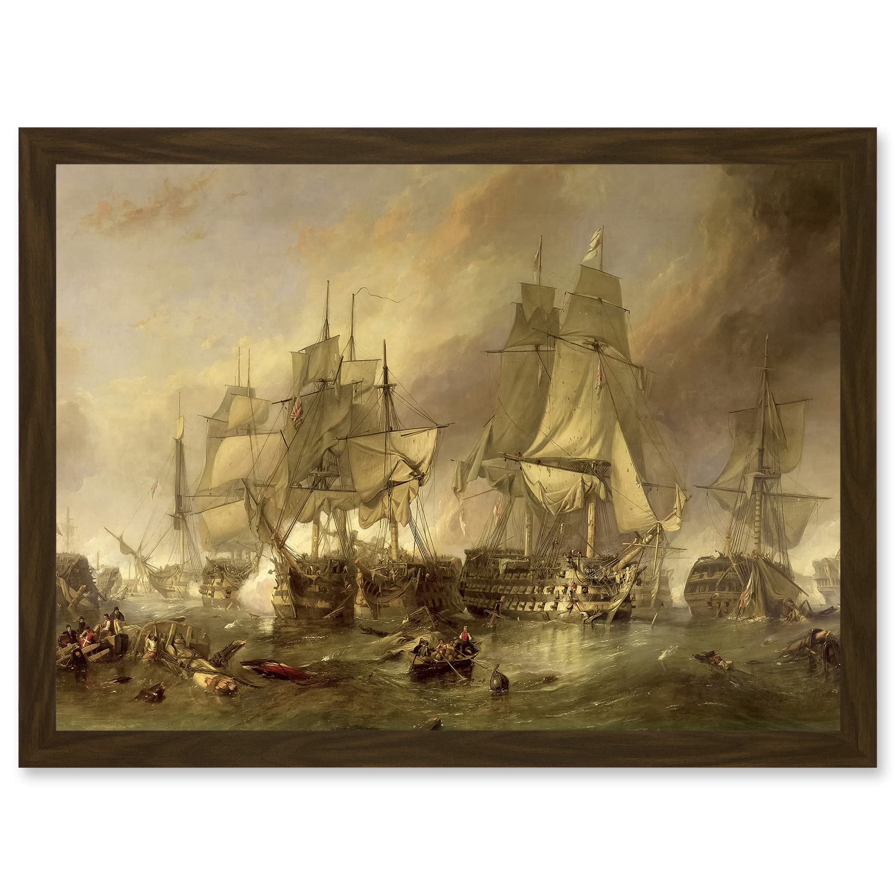 Artery8 Stanfield Battle Of Trafalgar Painting Naval Battle Artwork Framed A3 Wall Art Print