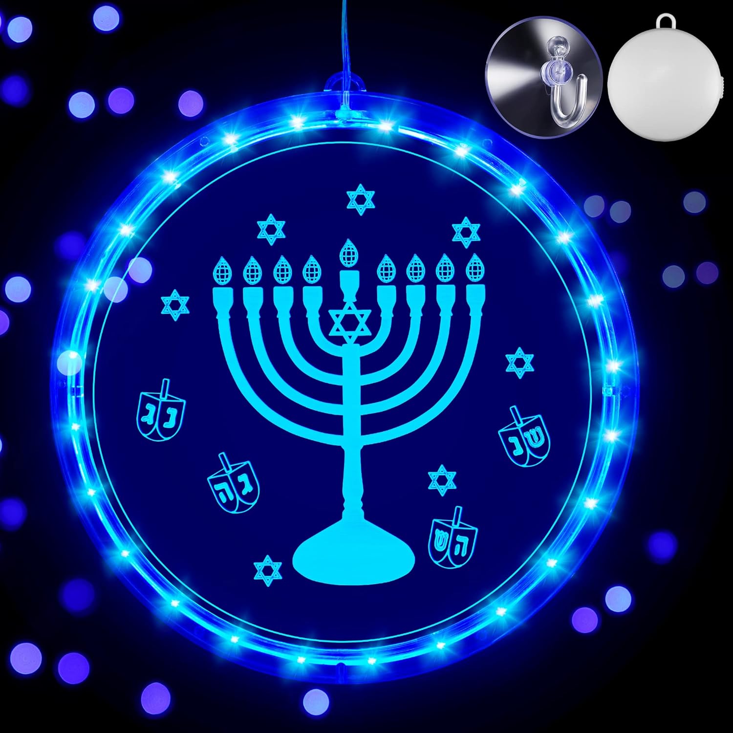 Hanukkah Decoration Lights, Blue Chanukah Window Lights