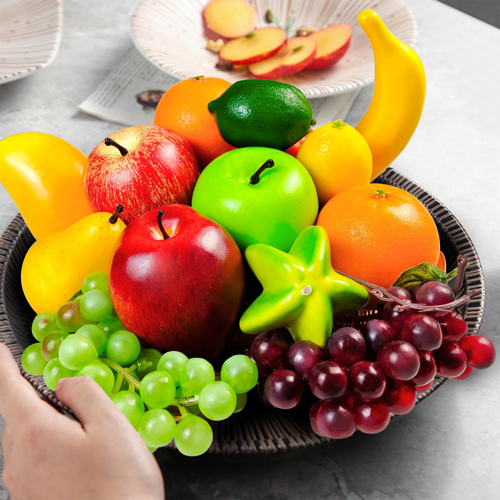 13 pezzi di frutta artificiale, frutta finta decorazione casa realistica frutta finta per centrotavola simulazione frutta festa decorazione mele artificiali arance finta uva
