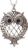 ArtisanOwl Owl Magnifier Pendant Necklace: Sliding 4x Magnifying Glass, Tree of Life Top, 30" Chain + Extender - Portable Reading Aid Gift