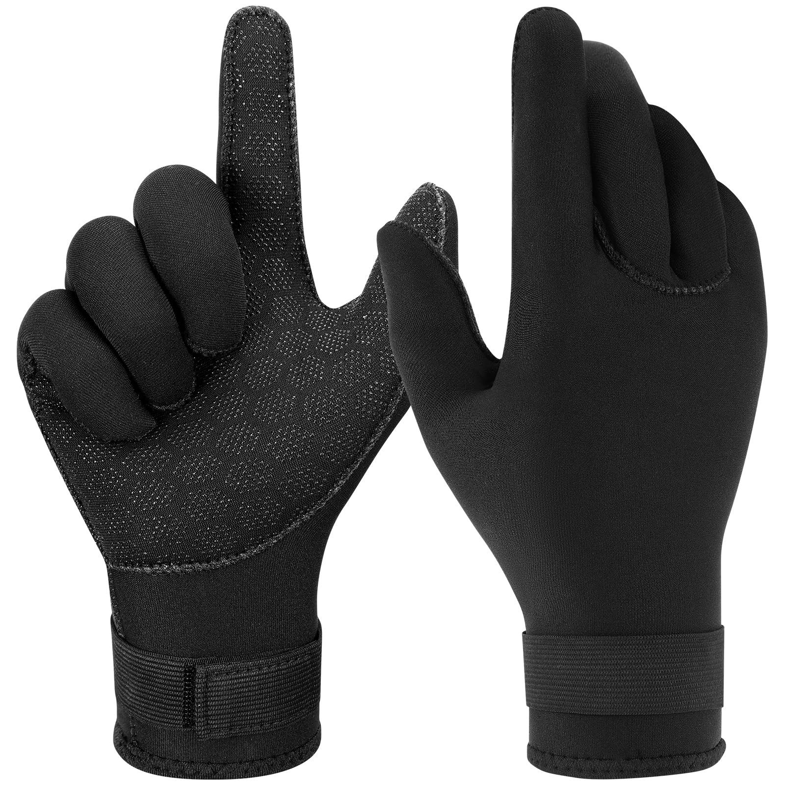 Houbobo Diving Gloves, 3mm Neoprene Gloves Diving Gloves Wetsuit Gloves, Flexible Anti Slip Surfing Glove with Adjustable Wrist Strap for Scuba, Spearfishing, Surfing, Swimming (M)