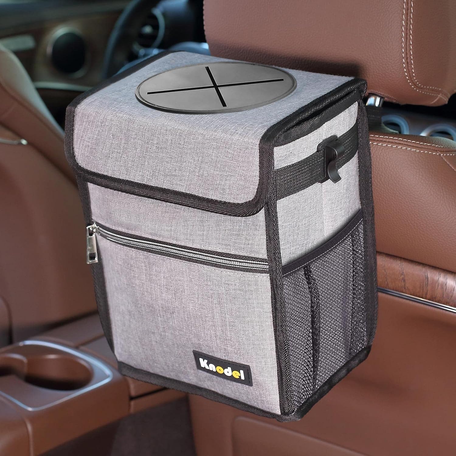 Knodel Car Bin, Car Bin with Cover, LeakProof Car Bin Bag with Storage