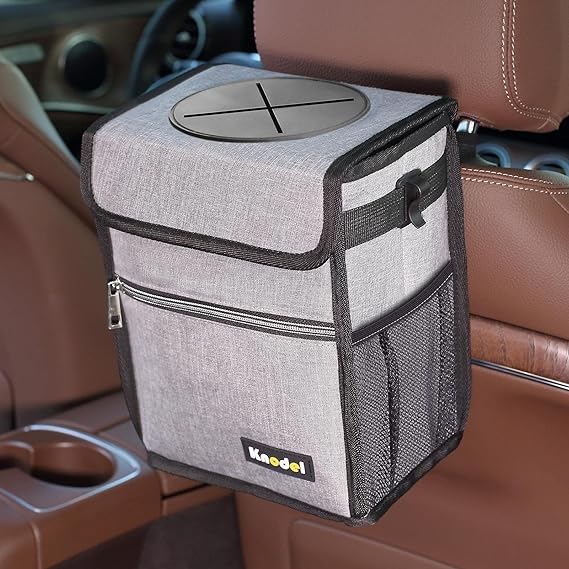 K KNODEL Car Trash Can with Lid, LeakProof Car Garbage Can