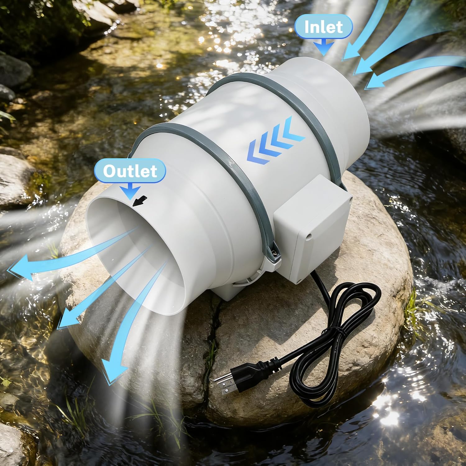 dreamdragon 6 Inch Inline Duct Fan Exhaust Fan with Remote Control, 390 CFM 75W Ventilation Exhaust Blower with Quiet Copper Motor, for Bathroom, Kitchen, Grow Tent, Hydroponics & Radon Mitigation