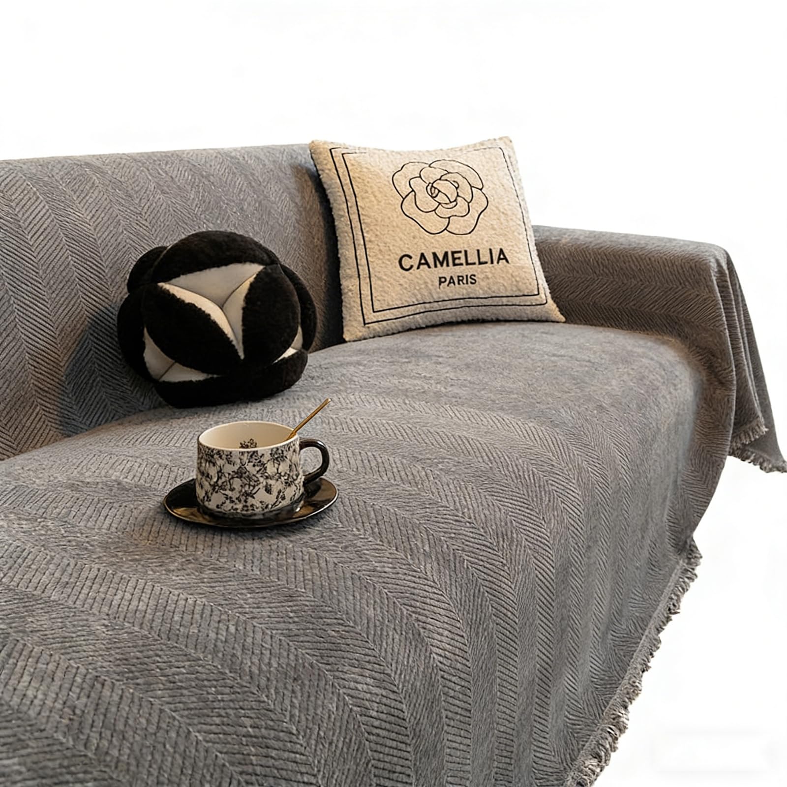 Housse de canapé durable 180x380 cm en tissu anti-tache quatre saisons