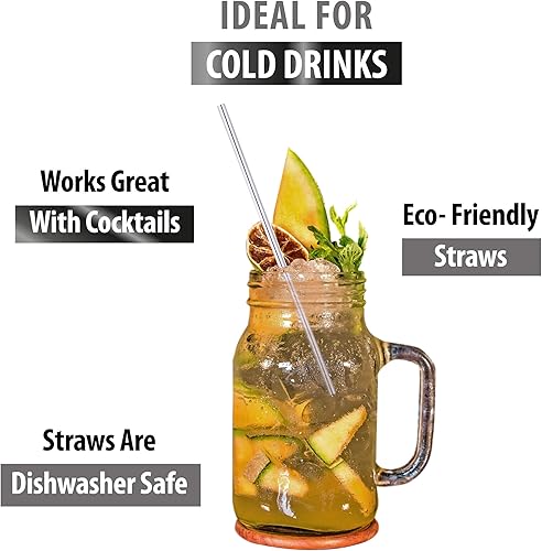 Miniatura 2 de Pajitas reutilizables de acero inoxidable con estuche de madera, paquete de 6, pajitas ecológicas de viaje de 8.5 pulgadas, reutilizables, con