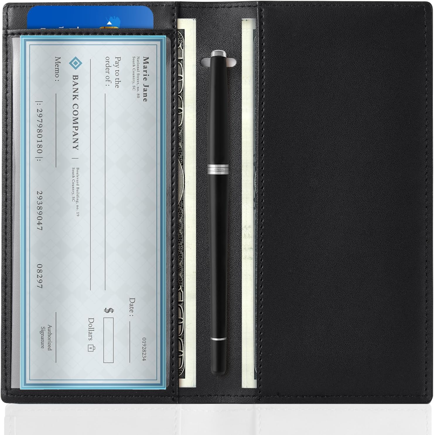 CoBak Checkbook Cover for Women & Men - PU Leather Case with RFID Blocking image 2
