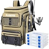 Fishing Backpack with Rod Holders Tackle Box, 42L Large Water-resistant Fishing Tackle Bag Store Fishing Gear