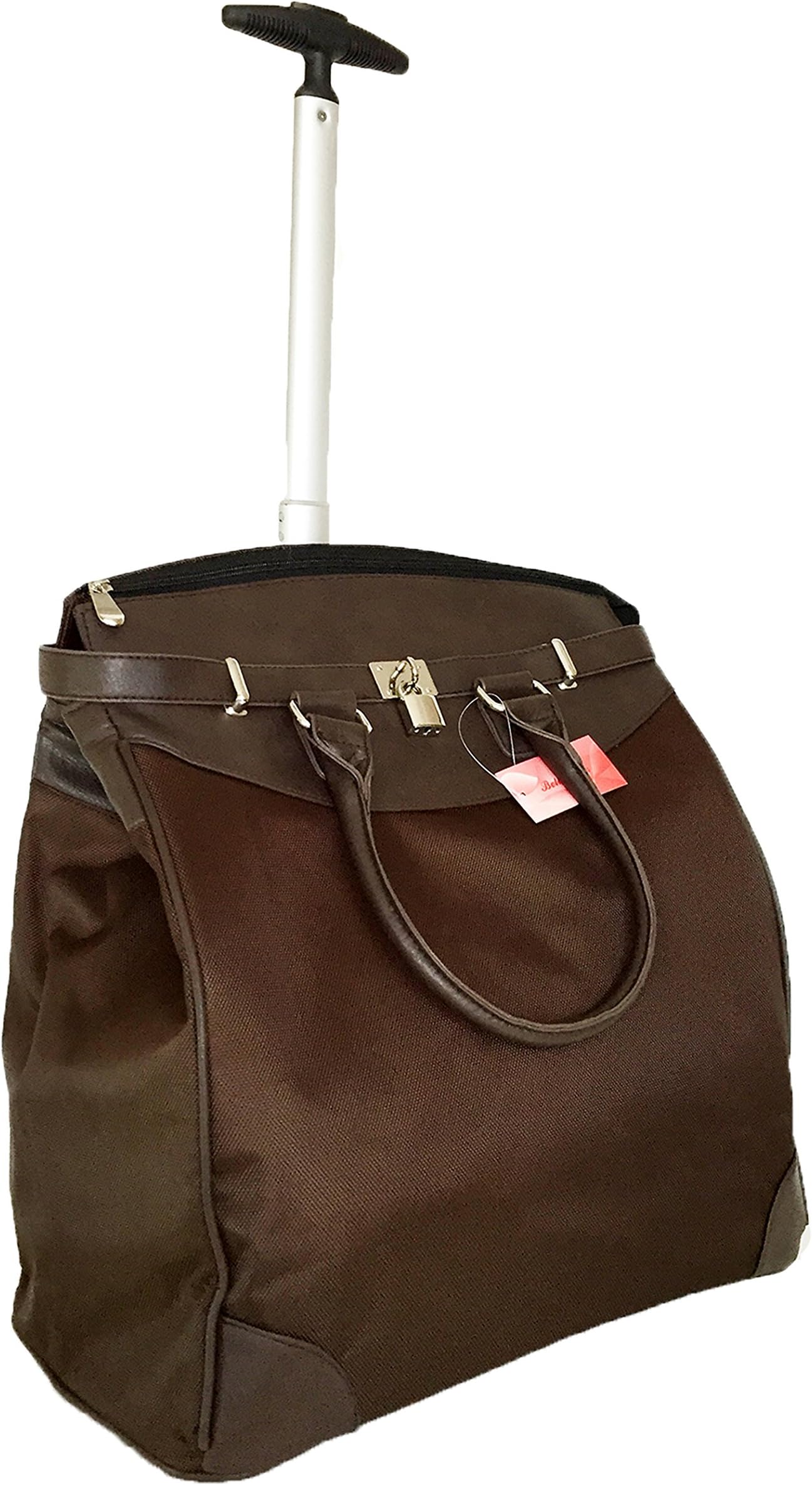 19" Computer/Laptop Rolling Bag 2 Wheel Case (Plain Brown)