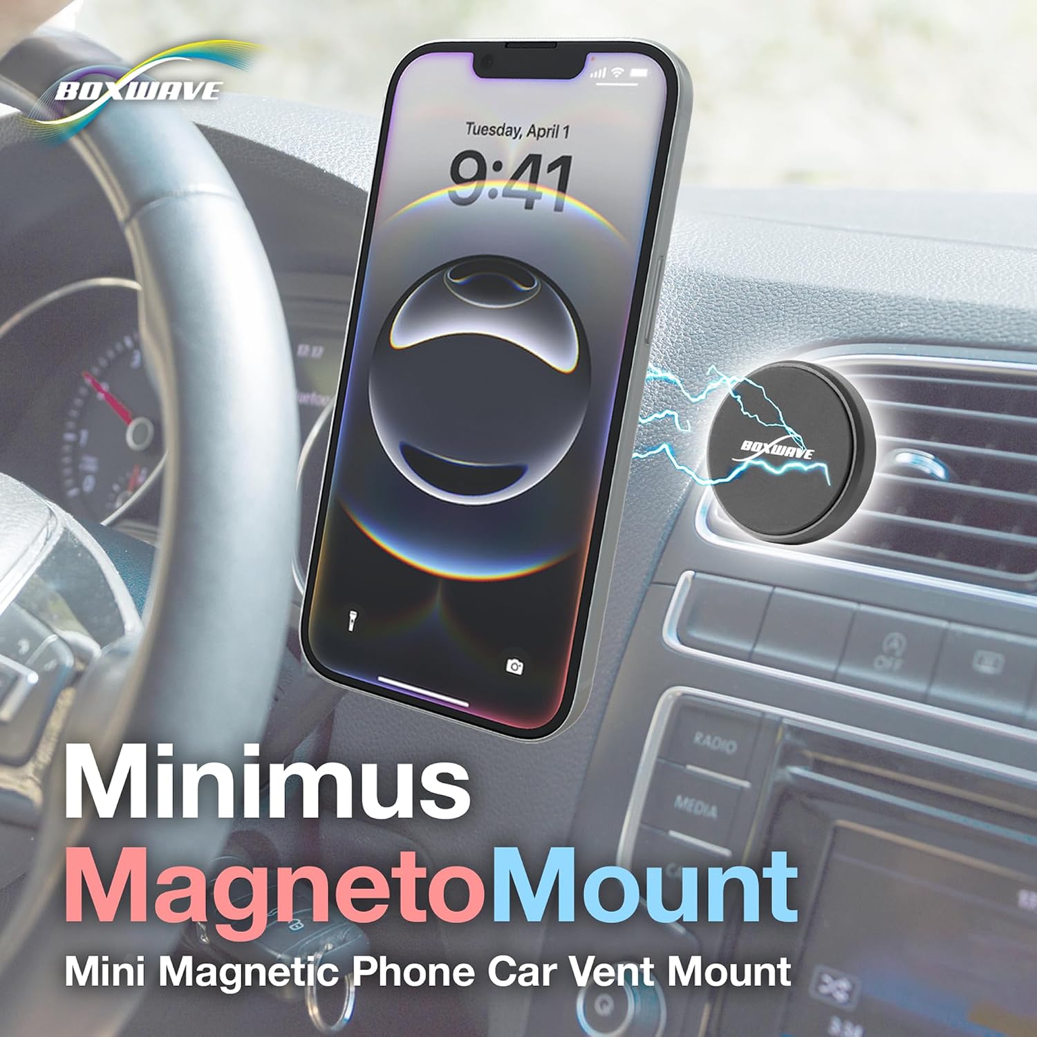 BoxWave Car Mount Compatible with ZTE Avid 579 - Minimus MagnetoMount, Magnetic Car Mount, Magnetic Car Holder image 3