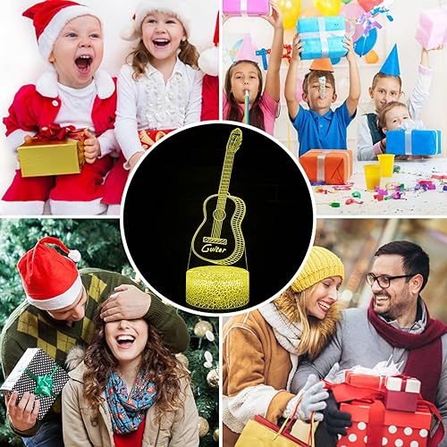 Miniatura 4 de Lámpara de estado de ánimo 3D ilusión para guitarra LED, luz nocturna, lámpara de mesa de guitarra eléctrica, 16 colores que cambian con control