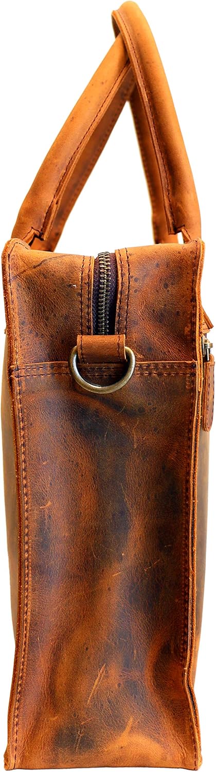 Real Leather 14 Inch Laptop Briefcase Messenger Bag Office Laptop Bag for Men and Women