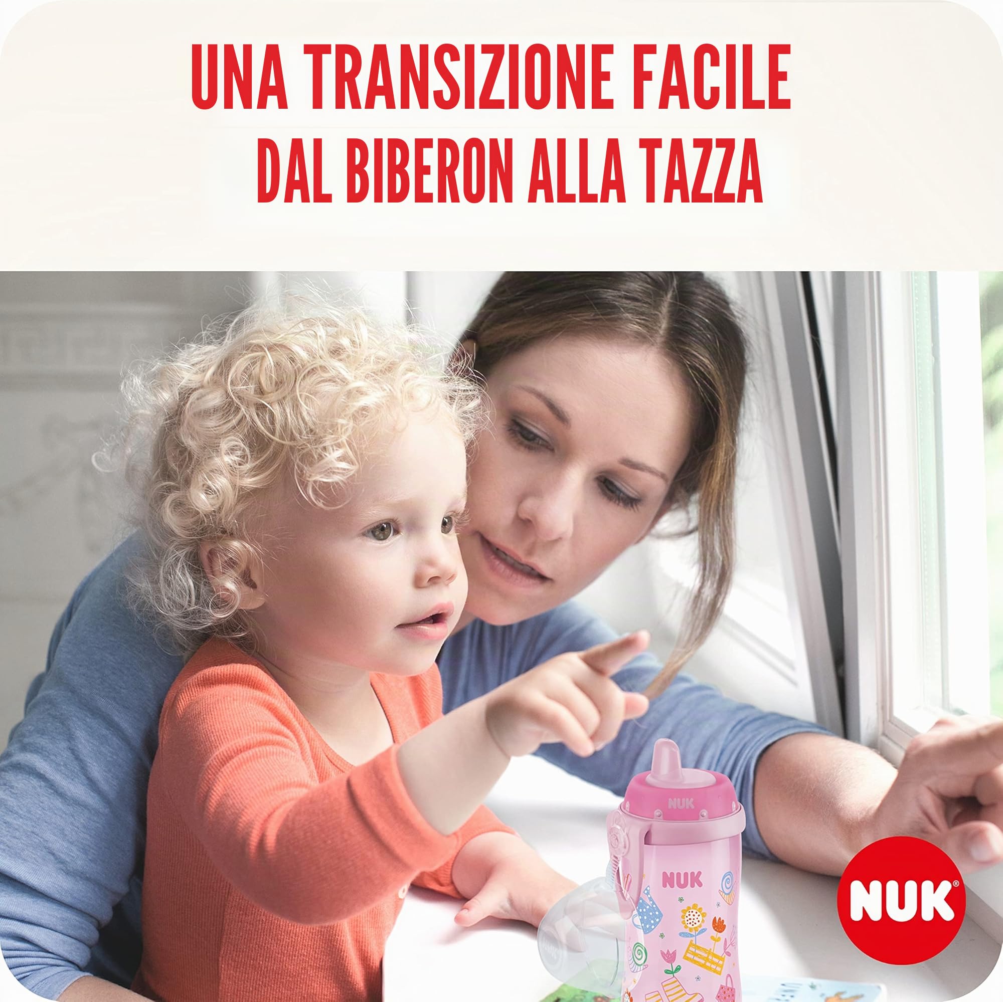 NUK First Choice Kiddy Cup 300 ml bez BPA tazza per imparare a bere a prova di perdite 12 mesi