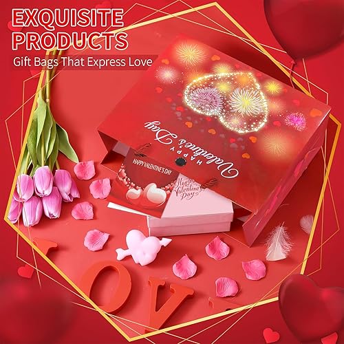 Miniatura 4 de DTESL Bolsa de regalo musical con luces de fuegos artificiales y animación, bolsa de regalo para el día de San Valentín, bodas y aniversarios,