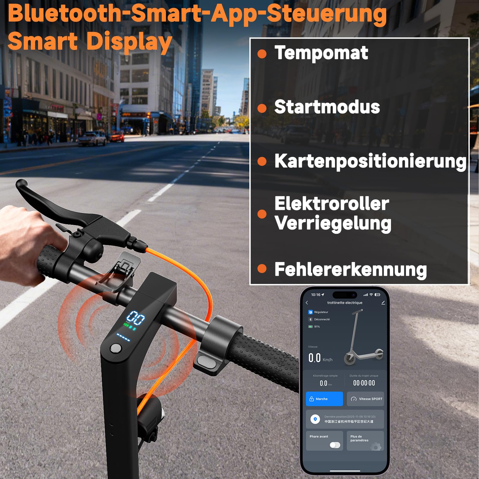 TODIMART E-Scooter mit Straßenzulassung, 500W Motor, klappbar | Klappbares Design App-Steuerung 20 km/h Höchstgeschwindigkeit 8,5-Zoll-Vollgummireifen Tempomat