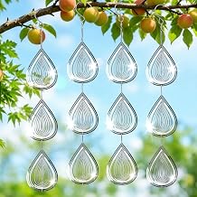 Stainless Steel Bird Deterrents for Outside, Reflective Wind Spinners | Reflective Stainless Steel Bird Scare Discs with 360 Swivel Hooks, 3D Hanging Bird Repellent for Garden, Patio, Balcony
