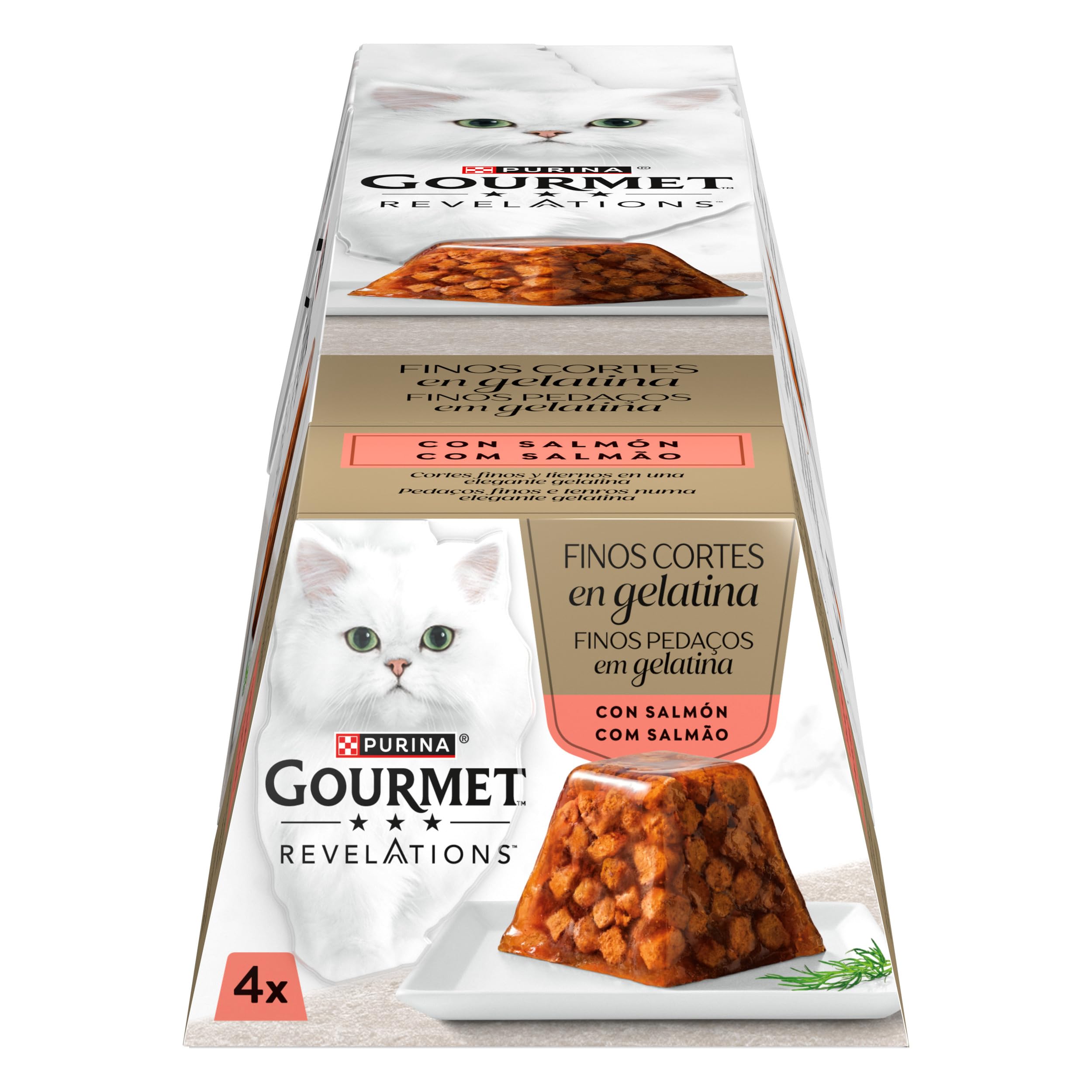 Purina Gourmet Revelations Wet Wet Cat Food with Salmon, 6 Packs of 4 Pyramids 57g - 24 Pyramids