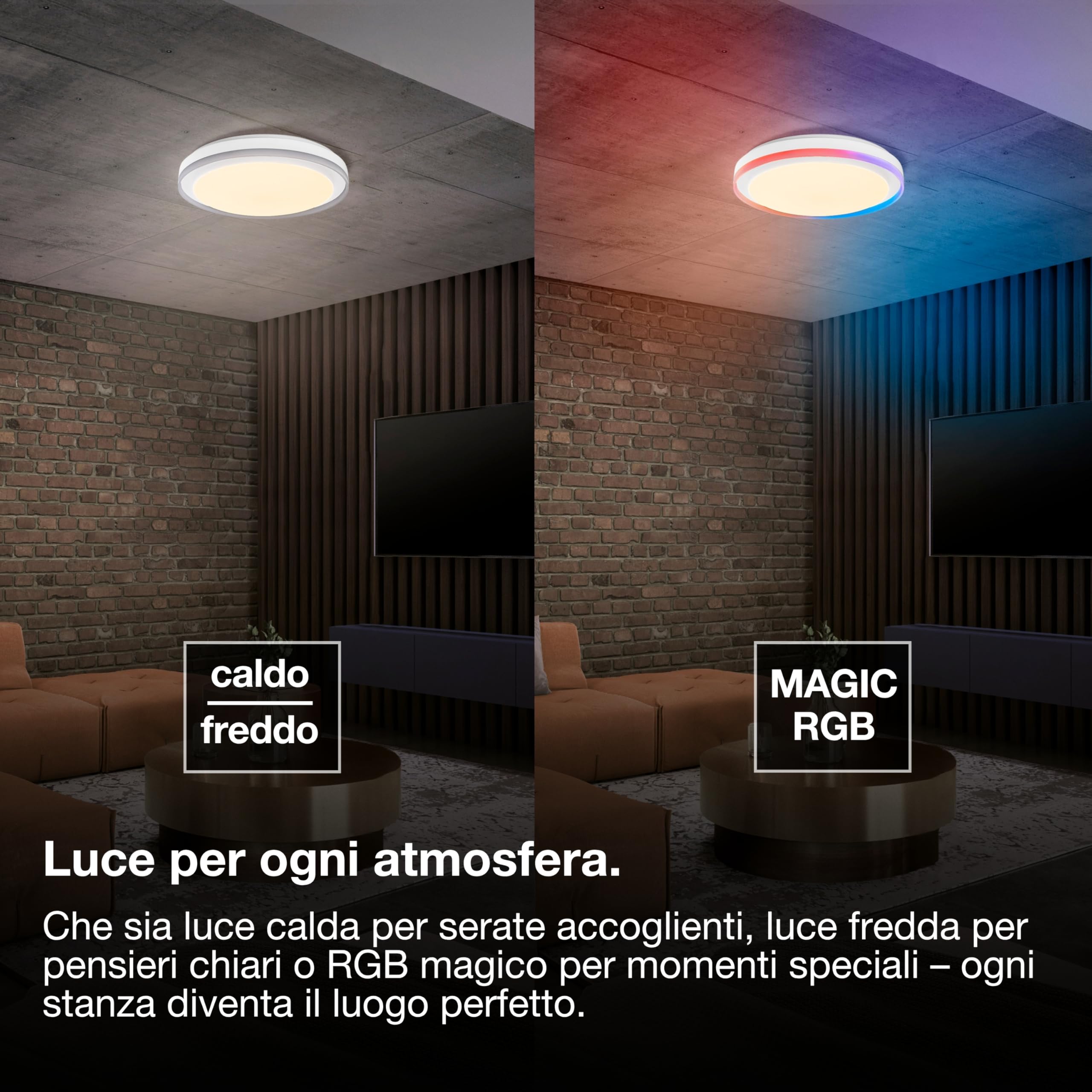 LEDVANCE Smart e Luce a soffitto a LED WiFi, bianco, 32W, 340LEDVANCE lm, funzionalità di luce bianca, dimmerabile, effetto di luce Magic-RGB dinamica, lunga durata, montaggio semplice, 2700-6500K