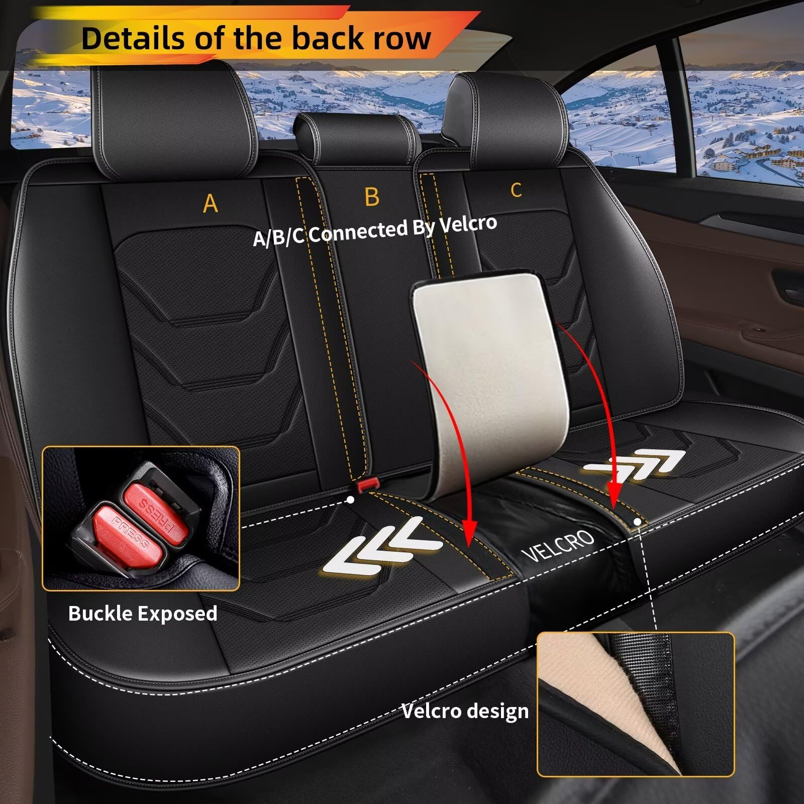 Car Seat Covers Full Set Fit for Ford Edge 2007-2025 2026 Luxury Faux Leather Automotive Seat Covers Waterproof — view 2