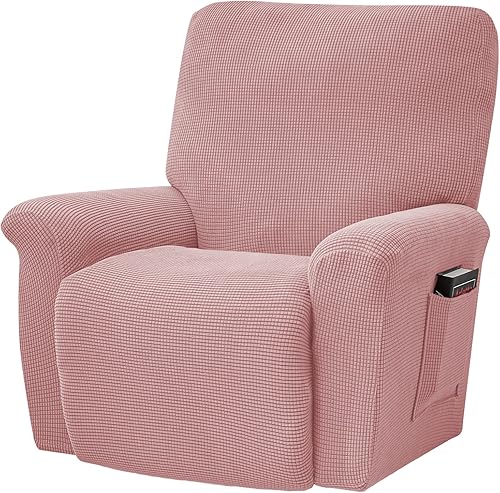 MIFXIN Funda reclinable elástica para silla reclinable, 4 piezas, funda elástica suave para sofá reclinable de 1 asiento, antideslizante, lavable,