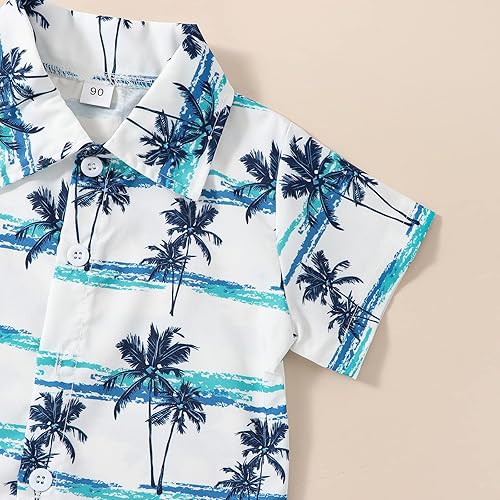 Miniatura 5 de fhutpw Ropa para bebé y niño pequeño 2T 3T 4T 5T Verano Niños Conjunto de camisa de manga corta con botones y pantalones cortos