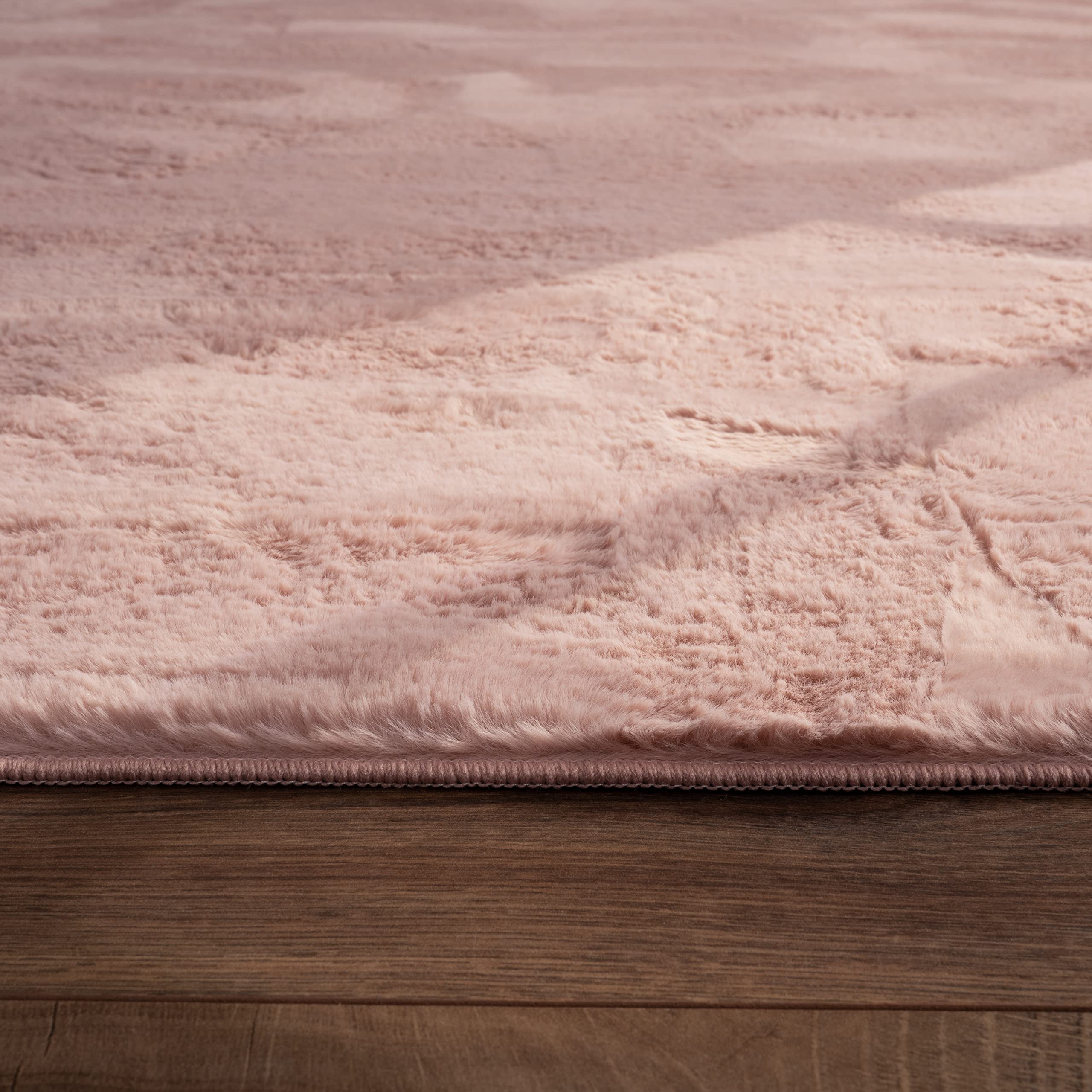 Paco Home Alfombra Salon De Habitacion Pelo Largo Se Puede Suave Felpa Rosa, tamaño:Ø 120 cm Redondo