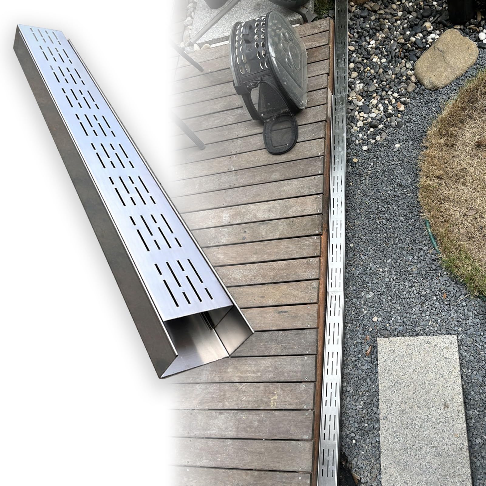 Caniveau extérieur décoratif de 100 cm pour protéger votre jardin et entrée de garage