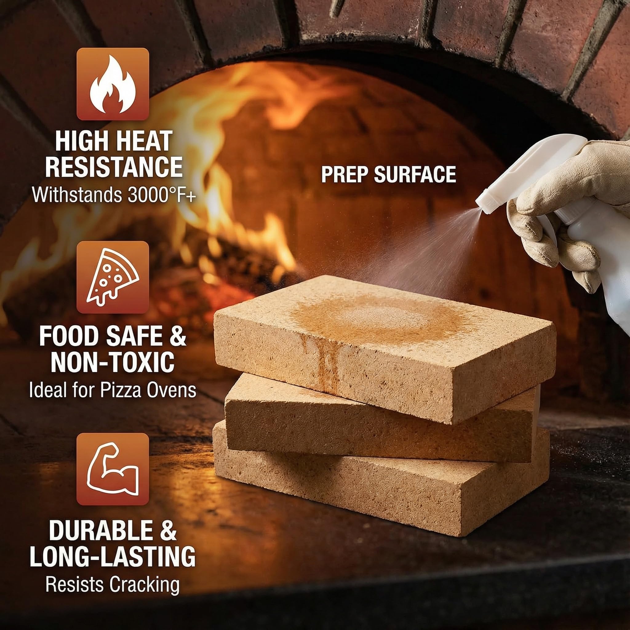 Paquete de 6 ladrillos refractarios de alta temperatura aislantes de 1,648.9 °C – 9 x 4.5 x 1.25 pulgadas ladrillos refractarios de arcilla refractaria para horno de pizza, estufa de leña