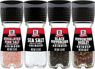 McCormick Salt & Pepper Grinder Variety Pack - Himalayan Pink Salt, Sea Salt, Black Peppercorn Medley, Adjustable Grinders 6.47oz