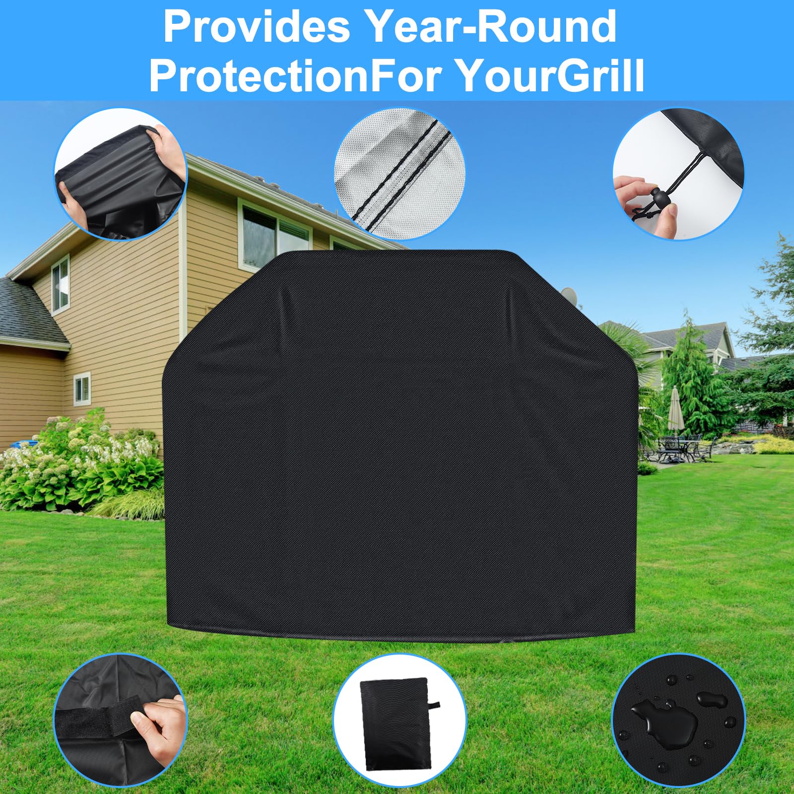 Copertura Per Barbecue Impermeabile - Telo Protettivo Anti UV E Vento Per Griglie Da Giardino - Foto 3
