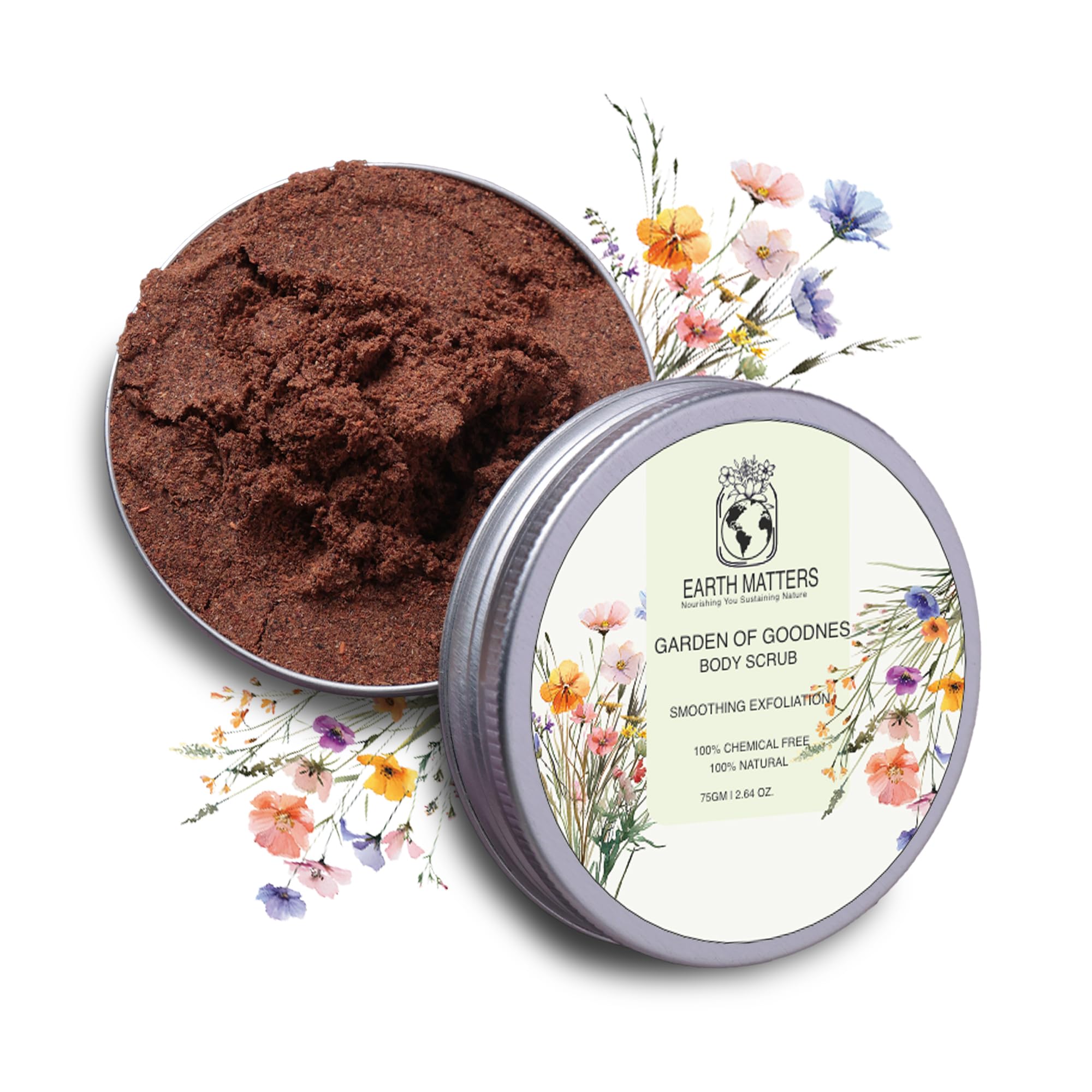 Earth Matters Garden of Goodness Body Scrub 75gm | Natural Exfoliator for Soft, Smooth Skin | Jasmine, Peppermint, Lily Lotus Scent | Hydrates, Brightens for All Skin Types, Men & Women-image-25