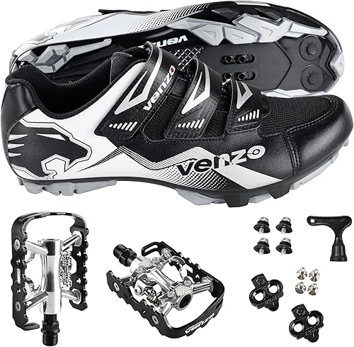 Miniatura 3 de Venzo Mens Mountain Bike Bicycle Cycling Shoes with Multi-Function Clip-Less Pedal Cleat - Compatible with Shimano SPD Crankbrother Systems