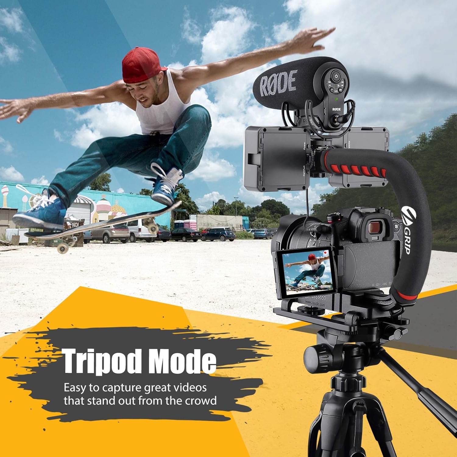 Zeadio Video Action Stabilizing Handle Grip Handheld Stabilizer with Hot-Shoe Mount for Canon Nikon Sony Panasonic Pentax Olympus DSLR Camera Camcorder : Electronics