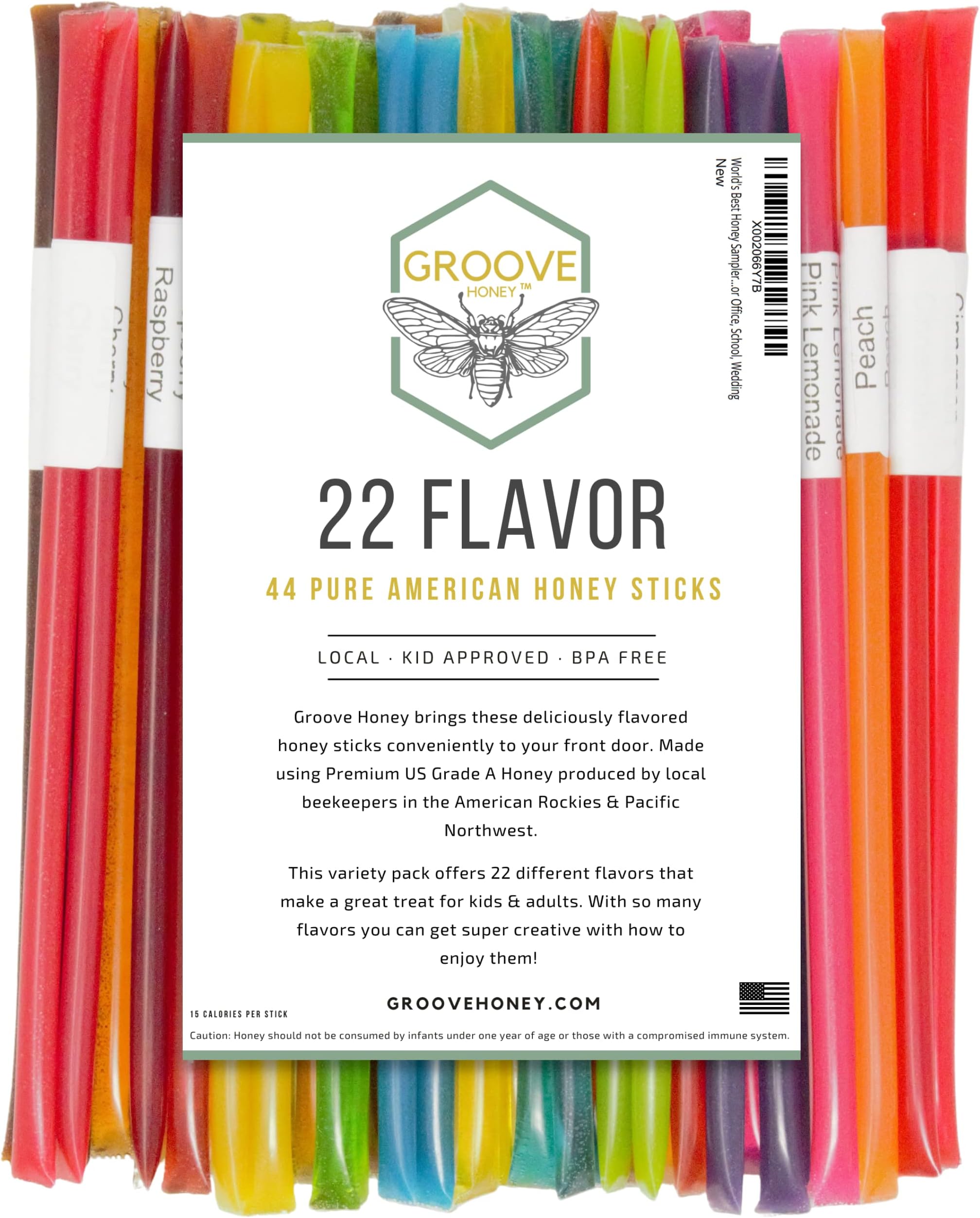 Flavored Honey Sticks - Farm Fresh US Honey Packets for Tea, Travel, Kids - Variety Flavors