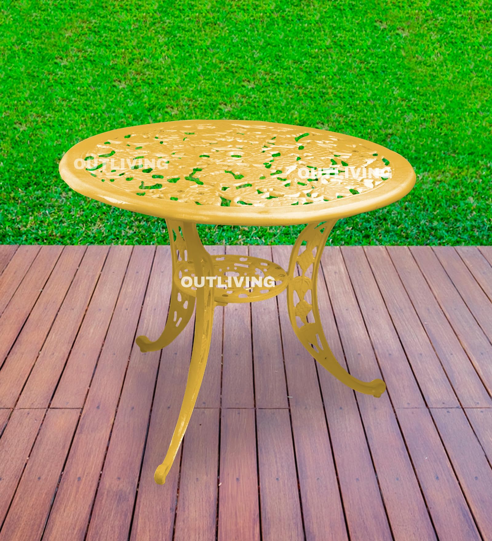 OUTLIVING Cast Aluminium Patio Castign Outdoor Set Balcony (Yellow, 1 Table)