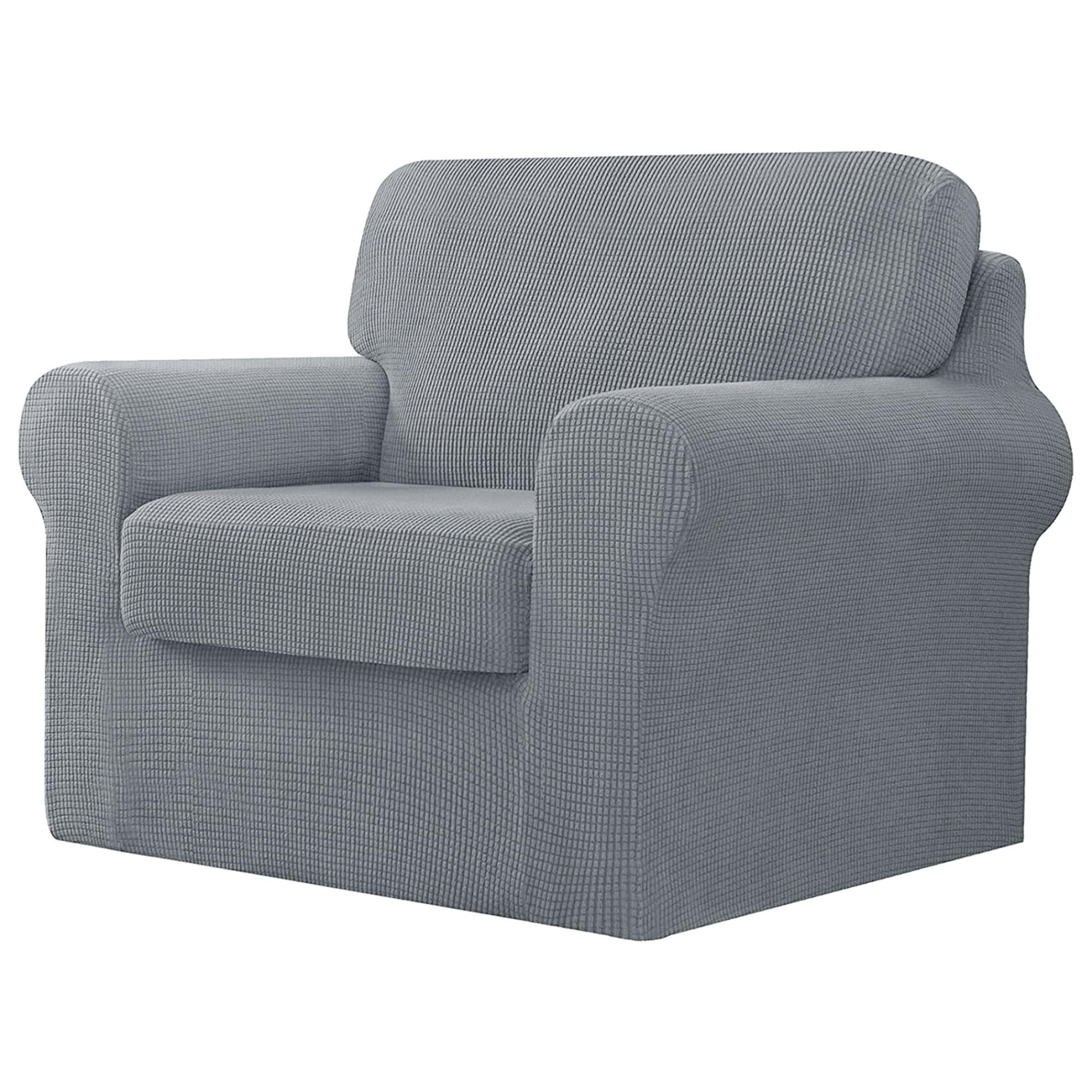 Housse de canapé élastique contre l'usure du fauteuil ensemble de protection gris 1 place