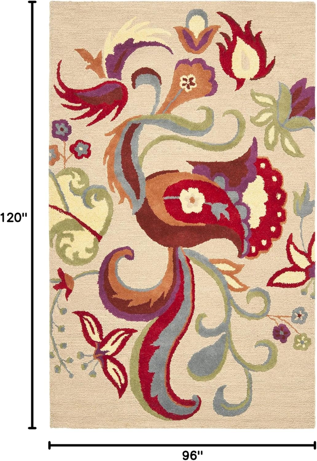 SAFAVIEH Blossom Collection 8' x 10' Beige / Multi BLM680A Handmade Premium Wool Area Rug