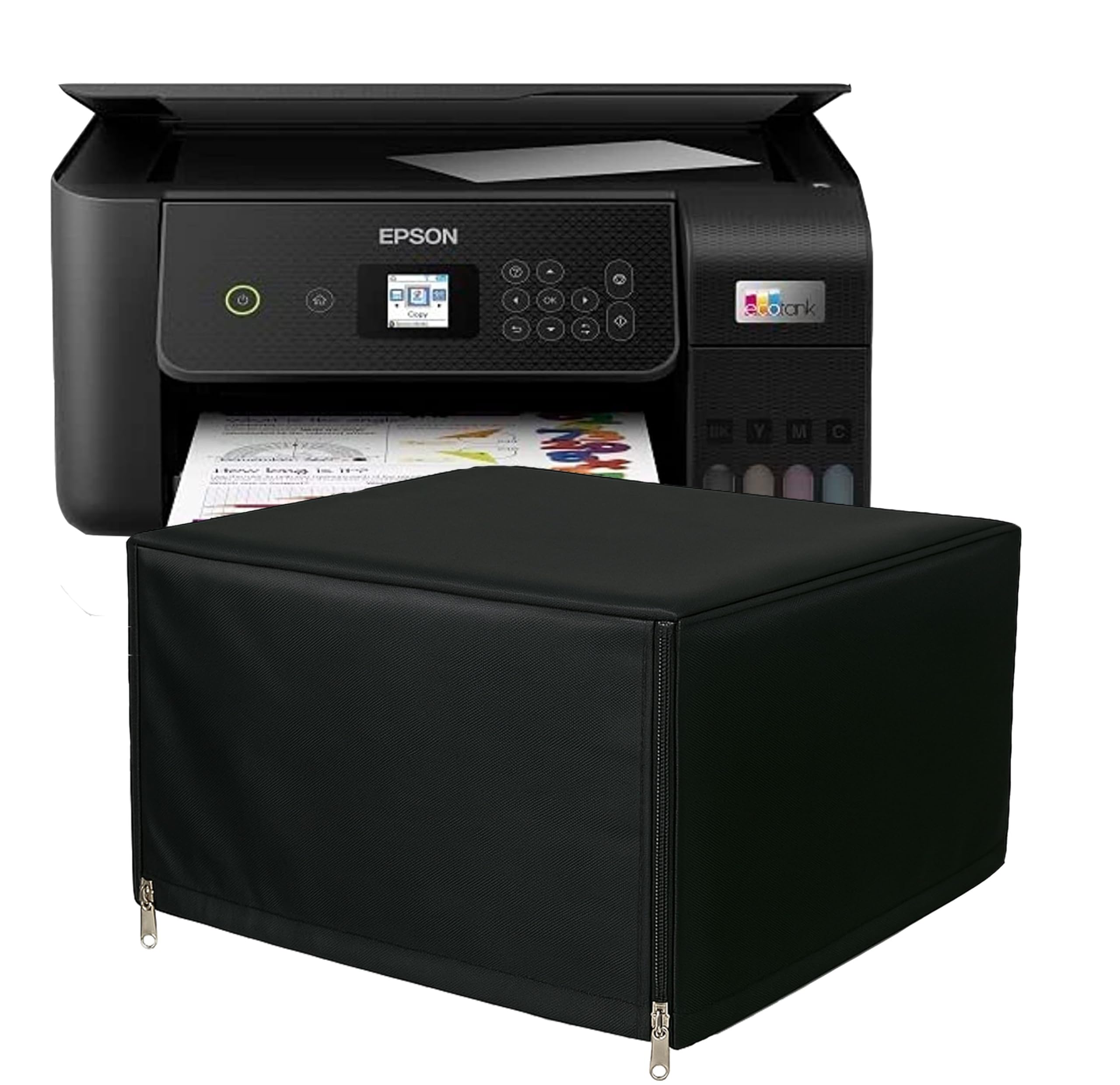 vonbaer printer cover for epson l3260 ecotank all-in-one / dustproof / washable / waterproof / chain – black printer cover