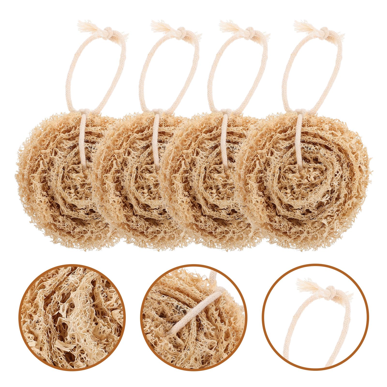 Esponjas de Lufa Naturales para Lavar Platos 4 Piezas Fuerte Absorción de Agua y Diseño para Colgar, Ideales para Limpieza en Cocina