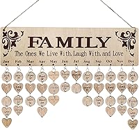 Vista 1 de Regalo para mamá y familia, calendario de cumpleaños de madera, letrero colgante de pared con 100 etiquetas, maravillosa manera de mantener un
